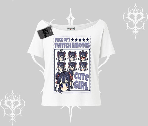 Kayık Yaka Tshirt Twitch Emotes Cute Girl Anime Expression