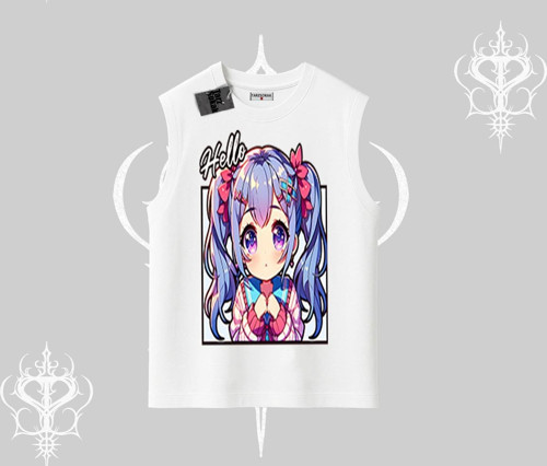 Kolsuz Tshirt Hello Anime Kız Sevimli Karakter Baskılı