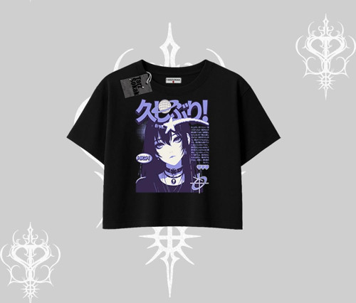 Oversize Crop Tshirt Neo Tokyo Girl Y2K Street Anime Aesthetic