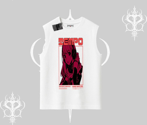 Kolsuz Tshirt Anime Waifu Kırmızı Grafik Desenli