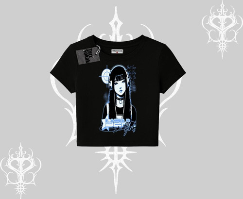 Babby Tee Tshirt Cyber Y2K Anime Girl Street Sound Aesthetic