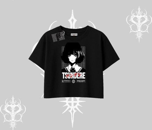Oversize Crop Tshirt Tsundere Anime Japanese Style Baskılı