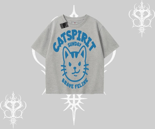 Catspirit Sunday Brave Feline Yazılı Kedi Baskılı Oversize Tshirt