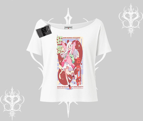 Kayık Yaka Tshirt Madness Unleashed Anime Girl Baskılı