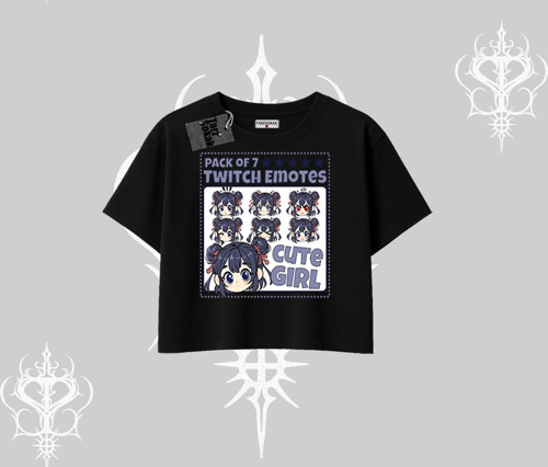 Oversize Crop Tshirt Twitch Emotes Cute Girl Anime Expression