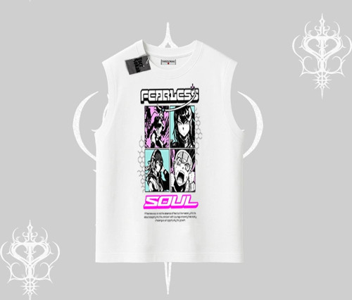 Kolsuz Tshirt Fearless Soul Anime Kolaj Baskılı
