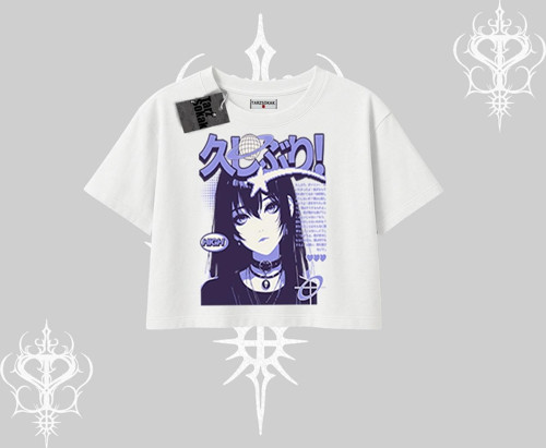 Oversize Crop Tshirt Neo Tokyo Girl Y2K Street Anime Aesthetic
