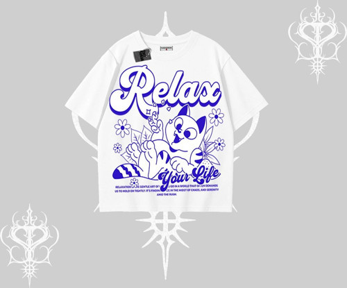 Relax Kedi Baskılı Oversize Tshirt