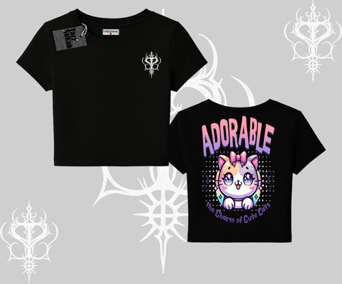 Adorable Kawaii Kedi Arka Baskılı Babby Tee Tshirt