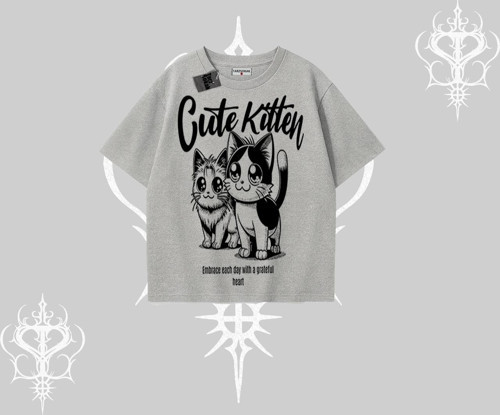 Cute Kitten Yazılı Sevimli Kedi Baskılı Oversize Tshirt