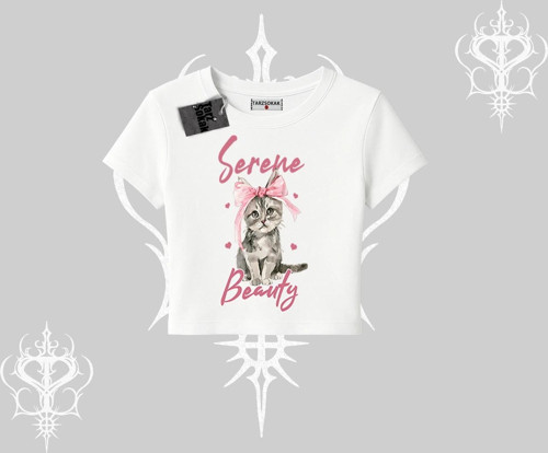 Serene Beauty Kedi Baskılı Babby Tee Tshirt