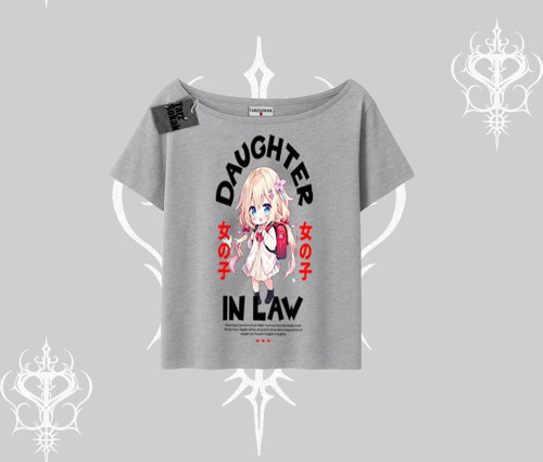 Kayık Yaka Tshirt Anime Girl Daughter In Law Baskılı