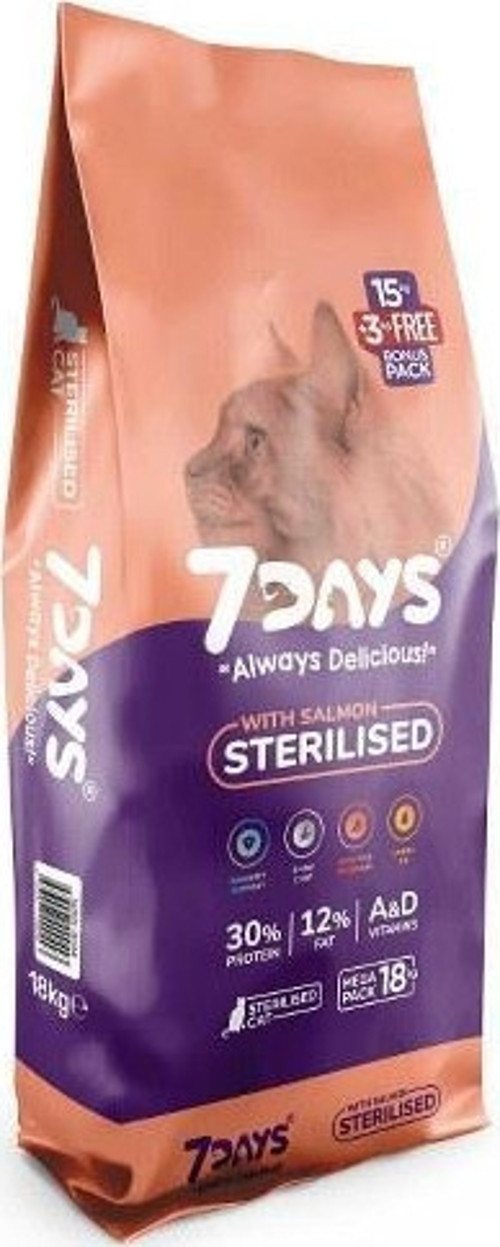 7 Days Balık Etli Kısırlaştırılmış Kedi Maması 18 Kg