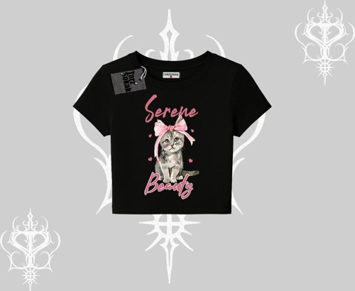 Serene Beauty Kedi Baskılı Babby Tee Tshirt
