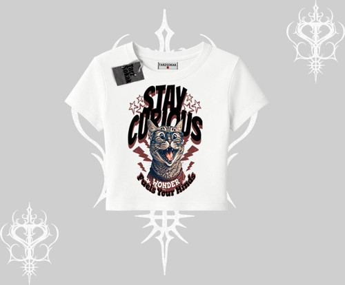 Stay Curious Kedi Baskılı Babby Tee Tshirt
