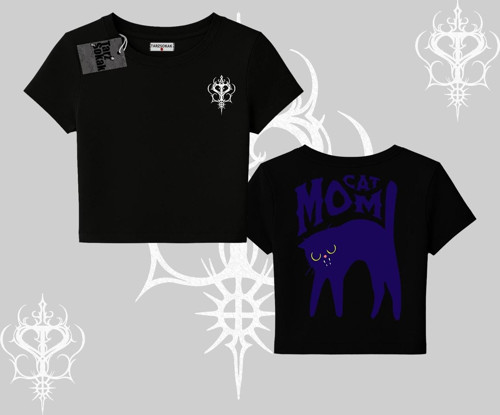 Cat Mom Yazılı Minimal Kedi Arka Baskılı Babby Tee Tshirt