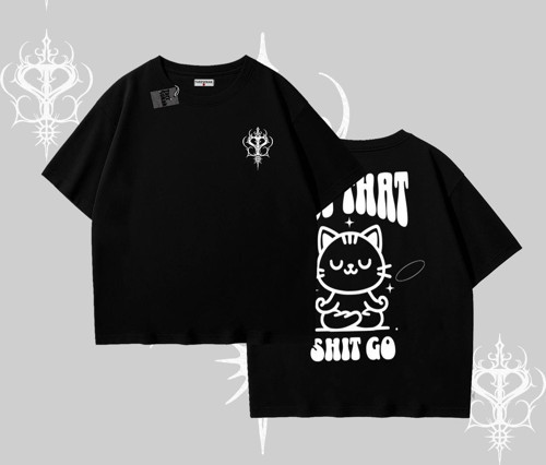 Meditasyon Yapan Kedi Baskılı Oversize Tshirt