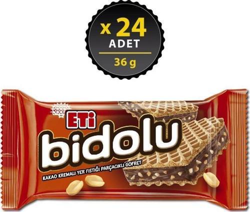 Bidolu Kakao Kremalı Yer Fıstığı Parçacıklı Gofret 36 gr x 24 Adet
