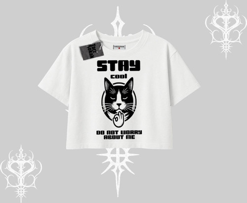 Cuteness Overload Kedi Baskılı Kayık Yaka Tshirt