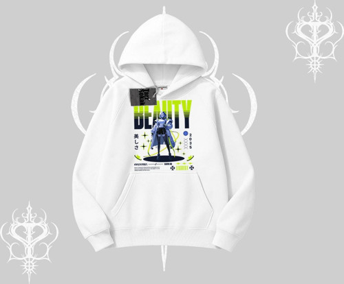 Kapşonlu Sweatshirt Anime Unity Neon Detaylı Grafik Baskılı