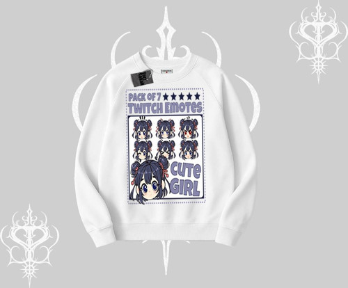 Biskilet Sweatshirt Twitch Emotes Cute Girl Anime Expression