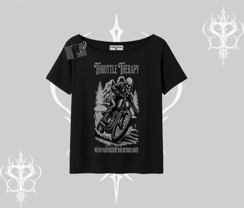 Kayık Yaka Tshirt Throttle Therapy No Brakes Just Freedom