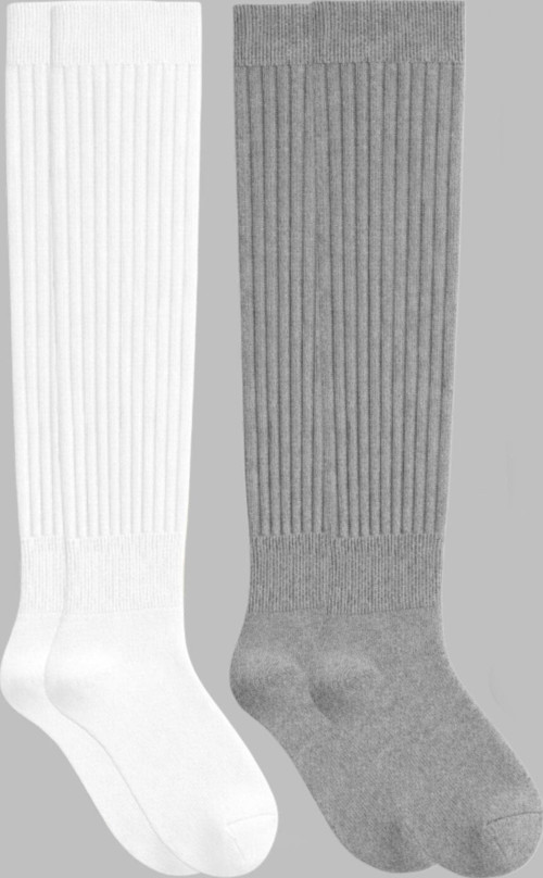 2 Çift Basic Lastikli Kalın Pamuk Karışımlı Diz Üstü Çorap