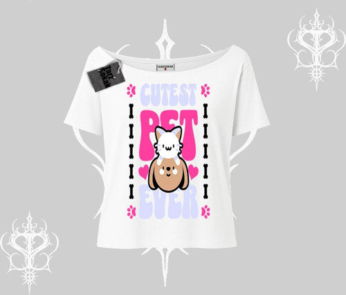 Best Pet Ever Baskılı Kayık Yaka Tshirt