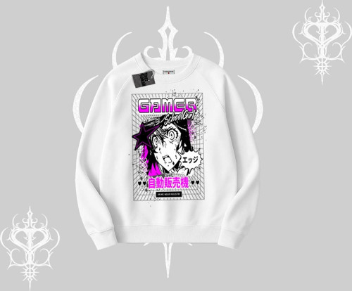 Biskilet Sweatshirt Games Schoolgirl Anime Baskılı
