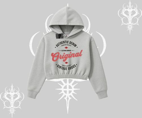 Kapşonlu Crop Sweatshirt Authentic Denim Original