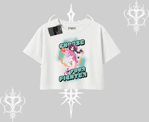 Oversize Crop Tshirt Oversize Anime Kız Desenli Japon Stil