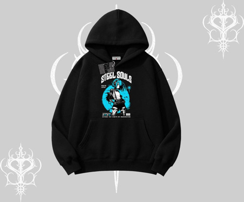 Kapşonlu Sweatshirt Anime Cyberpunk Kız Baskılı