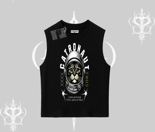 Catronaut Kedi Baskılı Kolsuz Tshirt