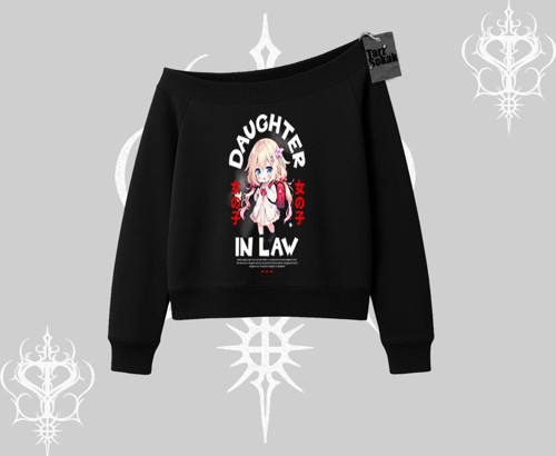 Kayık Yaka Sweatshirt Anime Girl Daughter In Law Baskılı
