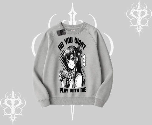 Biskilet Sweatshirt Do You Want Play With Me Anime Kız Baskılı
