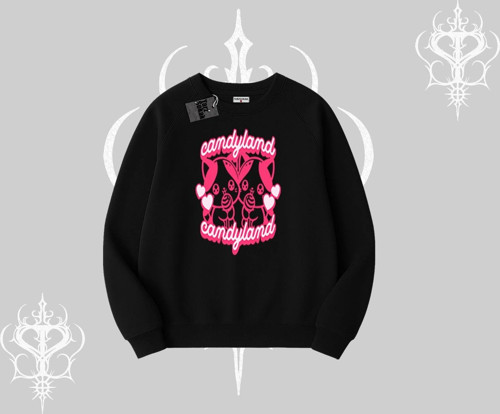 Candyland Yazılı Sevimli Kedi Baskılı Oversize Crop Tshirt