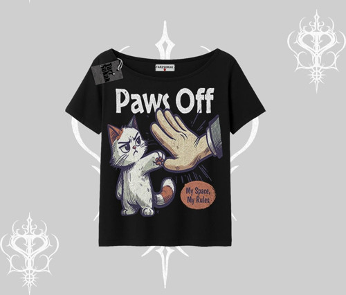 ProCATstinator Kedi Baskılı Oversize Crop Tshirt
