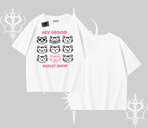 Kitti Sweet Mini Logo Baskılı Oversize Crop Tshirt