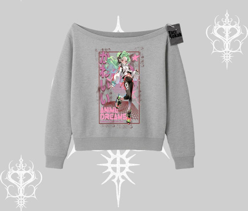 Kayık Yaka Sweatshirt Anime Kawaii Japon Kız Desenli