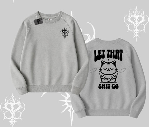Meditasyon Yapan Kedi Baskılı Biskilet Sweatshirt