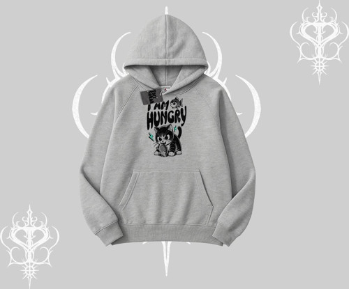 Am Hungry Kedi Baskılı Kapşonlu Sweatshirt