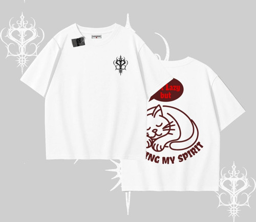 Not Lazy Saving My Spirit Kedi Baskılı Oversize Tshirt