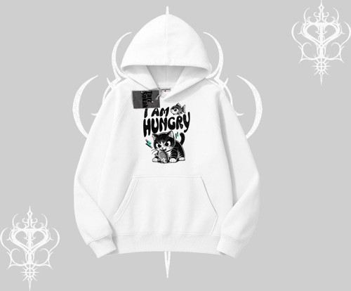 Am Hungry Kedi Baskılı Kapşonlu Sweatshirt