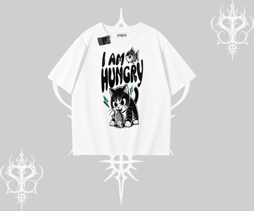 Am Hungry Kedi Baskılı Oversize Tshirt