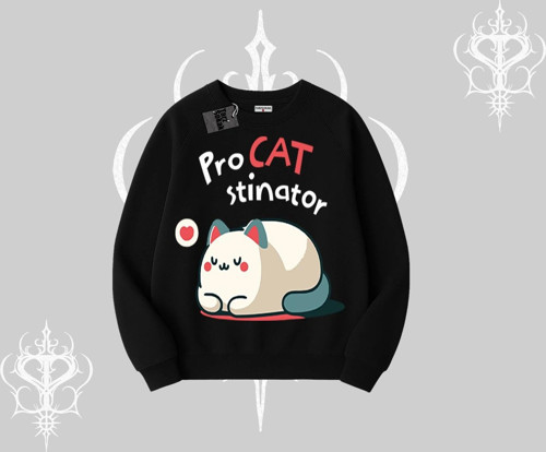 Detective Kitten Kedi Baskılı Kapşonlu Crop Sweatshirt