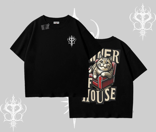 The Owner of House Kedi Arka Baskılı Oversize Tshirt