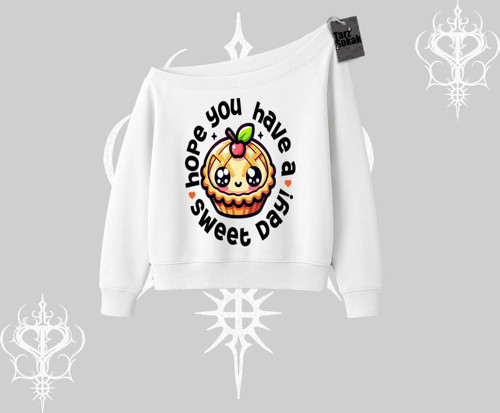 Sweet Day Cupcake Baskılı Kayık Yaka Sweatshirt