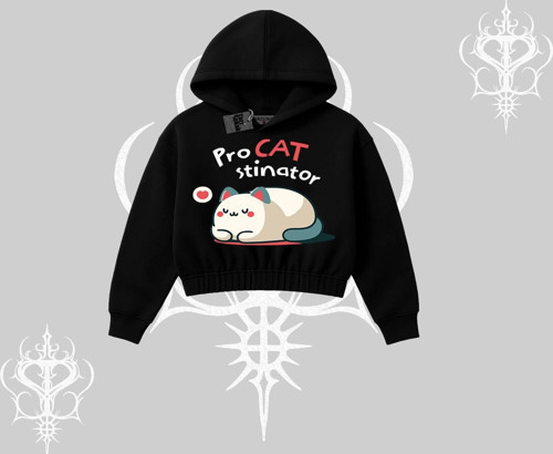 Paws Off Yazılı Kedi Baskılı Streetwear Biskilet Sweatshirt