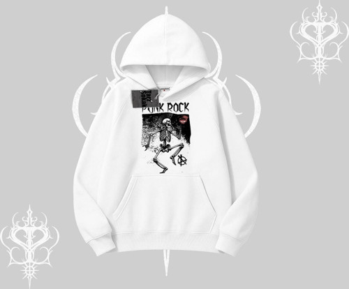 Kapşonlu Sweatshirt Punk Rock Chaos Skeleton Riot