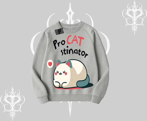 Detective Kitten Kedi Baskılı Kapşonlu Crop Sweatshirt